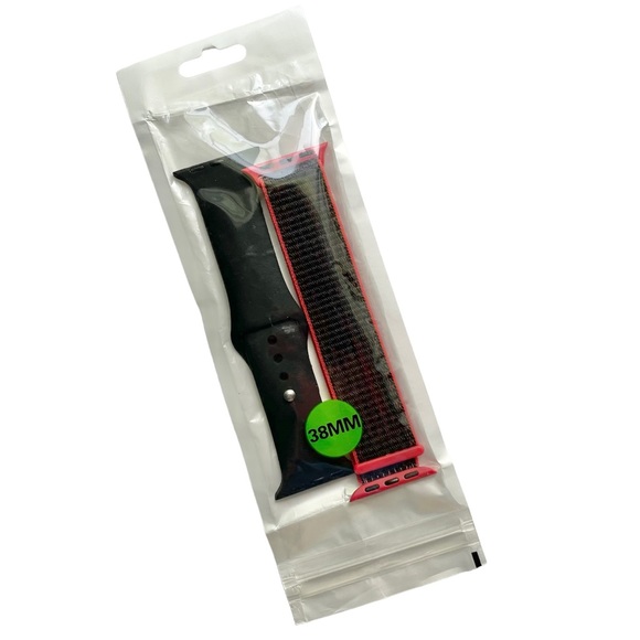 NEW 2 Apple Watch Bands Black Sport Red Loop 38/40/41mm - Picture 8 of 8